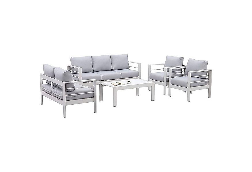 MeXo Gartenlounge-Set Gartenmöbel Set Aluminium wetterfest 6-7 Personen, (1 günstig online kaufen
