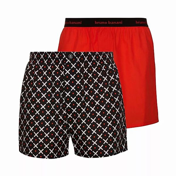 Bruno Banani Herren Boxer Shorts 2er Pack - Outlook, Baumwolle Rot / Anthra günstig online kaufen
