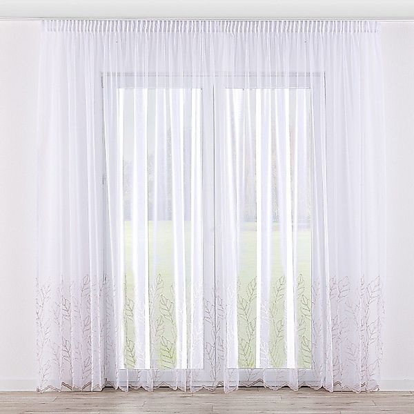 Gardine mit Kräuselband, weiß, golden , Voile (186-53) günstig online kaufen