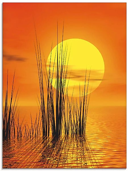 Artland Glasbild "Sonnenuntergang mit Schilf", Sonnenaufgang & -untergang, günstig online kaufen