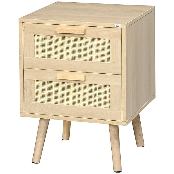 HOMCOM Nachttisch für Schlafzimmer mit 2 Schubladen, eleganter Boho Stil 40 günstig online kaufen