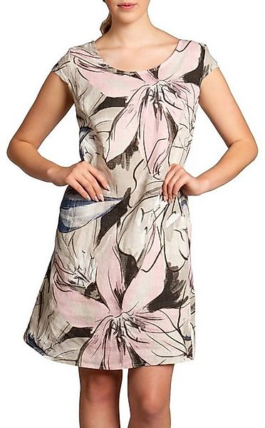 Caspar Sommerkleid SKL035 knielanges elegantes Damen Leinenkleid mit Blüten günstig online kaufen