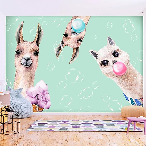 Selbstklebende Fototapete - Crazy Llamas günstig online kaufen