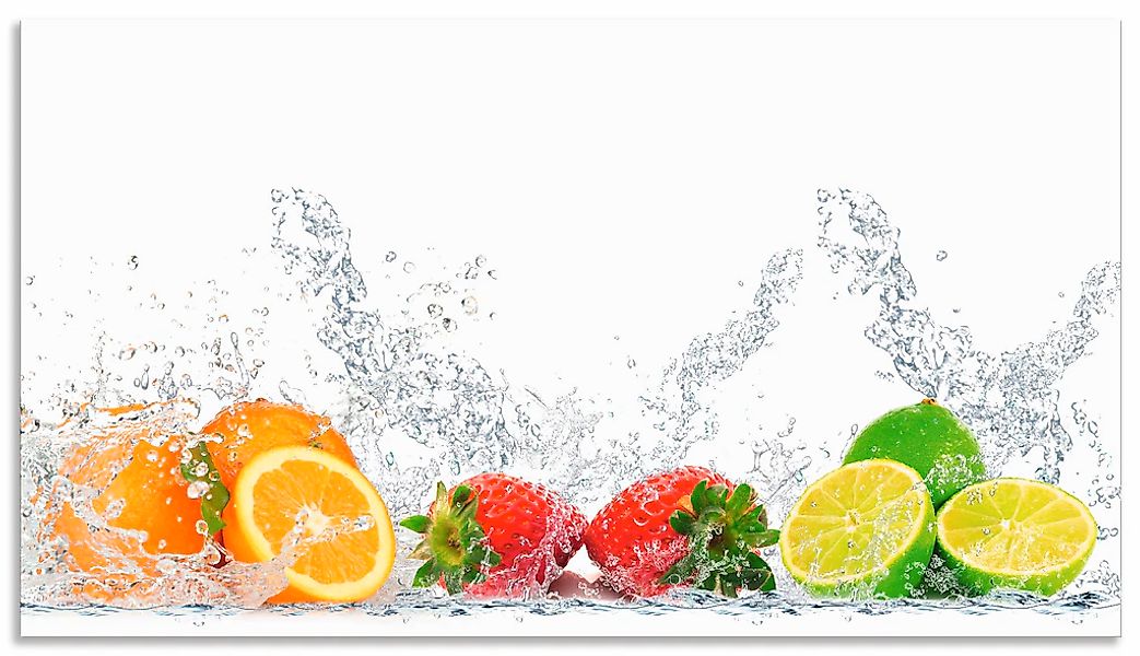 Artland "Fruchtig erfrischend gesund Fruchtmix" Alu Spritzschutz mit Klebeb günstig online kaufen