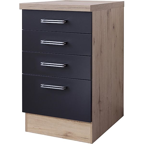 Flex-Well Exclusiv Küchen-Unterschrank Lara 80 cm Anthrazit-San Remo Eiche günstig online kaufen