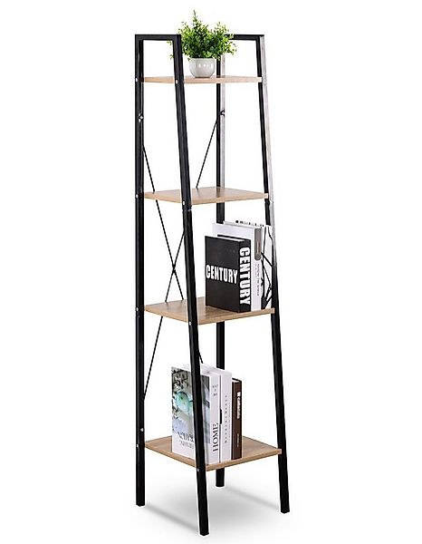 Woltu Bücherregal, 1-tlg., aus Holz und Stahl, mit 4 Ablagen, ca. 34x35x148 günstig online kaufen