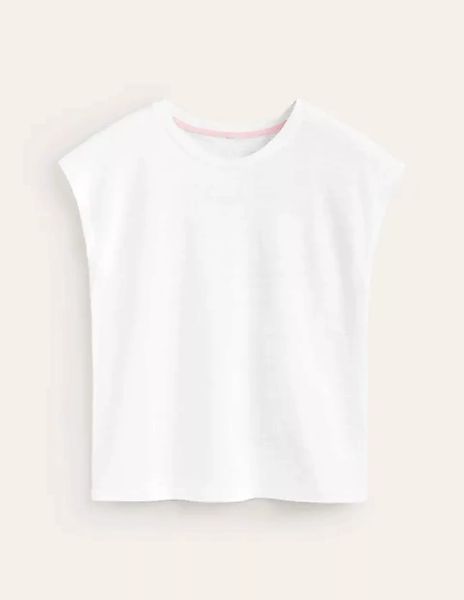 Louisa Leinen-T-Shirt mit Rundhalsausschnitt Damen Boden, Weiß günstig online kaufen
