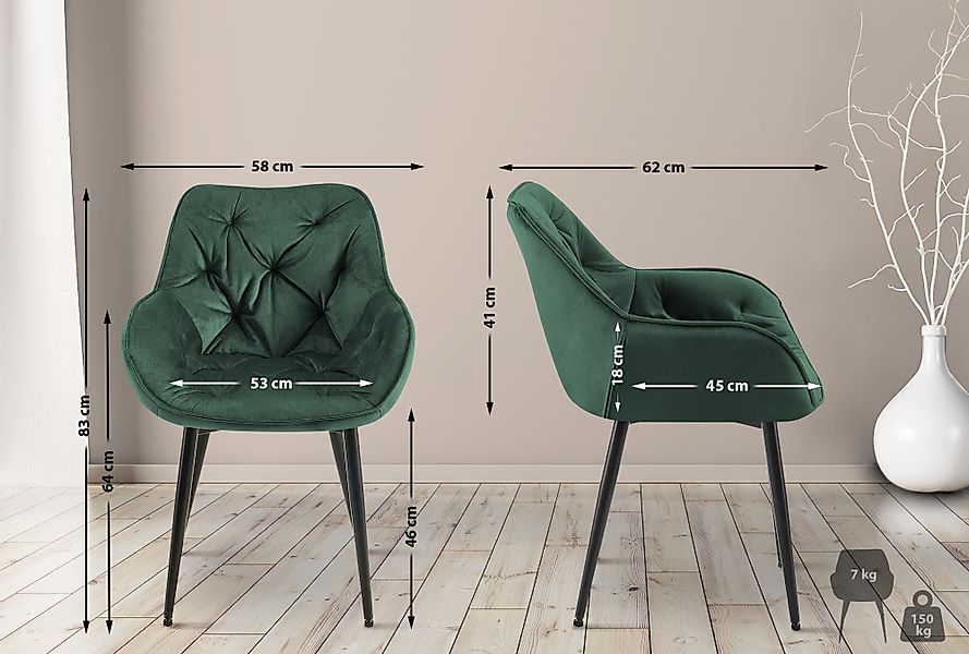 CLP Esszimmerstuhl Tanna Samt (2er Set), günstig online kaufen