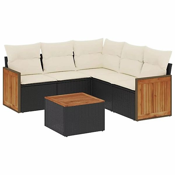 vidaXL 6-tlg Garten-Sofagarnitur mit Kissen Schwarz Poly Rattan Modell 235 günstig online kaufen