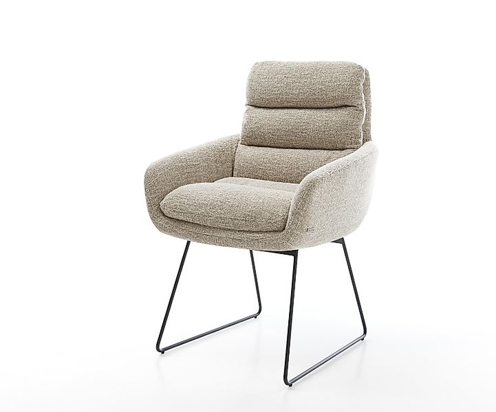 Esszimmerstuhl Abelia-Flex mit Armlehnen Webstoff Soft Beige Kufengestell S günstig online kaufen