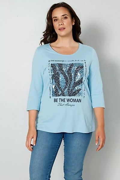 MIAMODA Rundhalsshirt T-Shirt Pailletten-Motiv 3/4-Ärmel günstig online kaufen