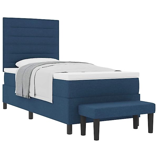 vidaXL Boxspringbett mit Matratze mit Kopfteil Blau 80 x 200 cm Stoff 33439 günstig online kaufen
