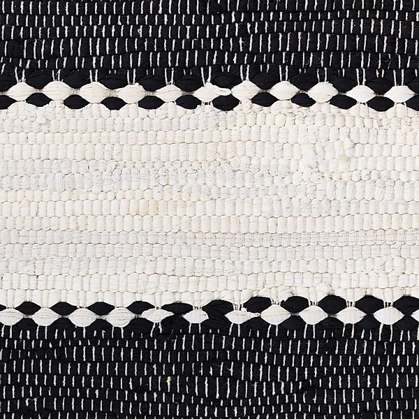 LebensWohnArt Teppich Traditioneller DURRIE Teppich schwarz-weiss günstig online kaufen