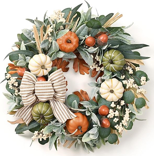 Kunstkranz Herbstkranz 45 cm mit Schleife günstig online kaufen