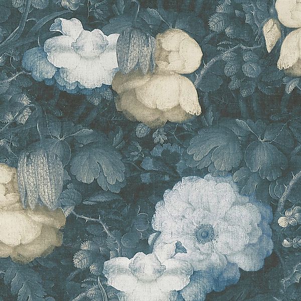 PROFHOME 369213-GU Blumen Tapete Floral Matt Blau Grün Gelb 0,53 m x 10,05 günstig online kaufen