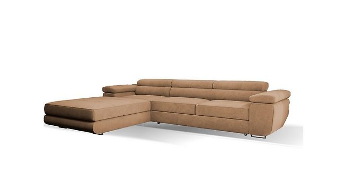 Goldstoff Ecksofa mit Schlaffunktion und Bettkasten, Designer Schlafsofa mi günstig online kaufen