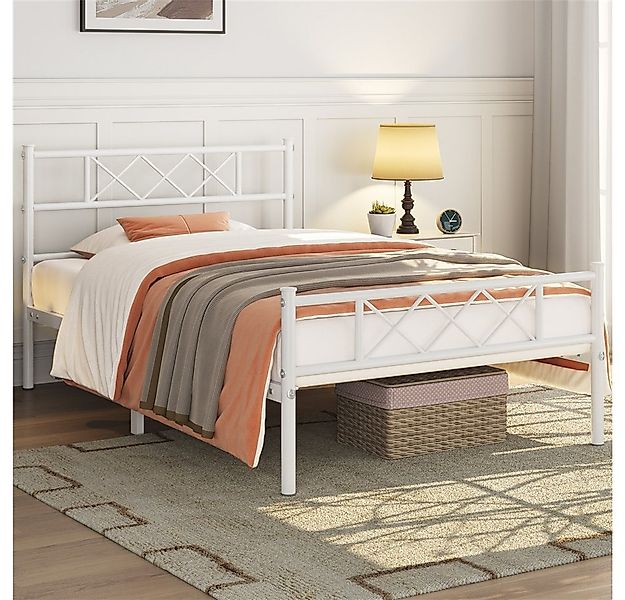 Yaheetech Bettgestell Metallbett mit Lattenrost, Bettrahmen mit Kopfteil, f günstig online kaufen