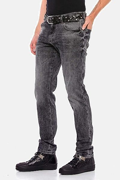 Cipo & Baxx Slim-fit-Jeans Jeans mit Allover-Gitter-Musterung, CD543 günstig online kaufen