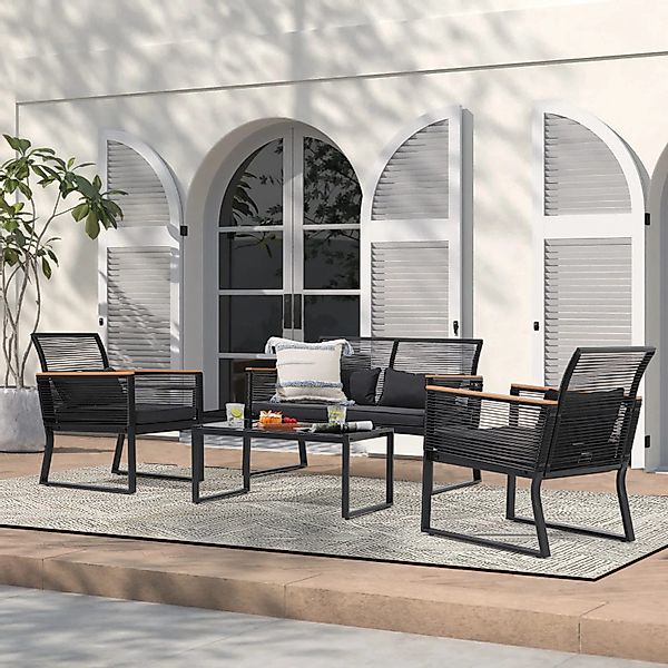 JOIVI Gartenlounge-Set 4 tlg Gartenmöbel Set, günstig online kaufen