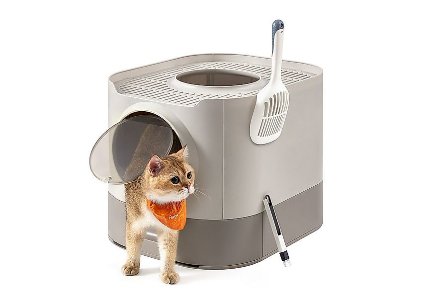 FEANDREA Katzentoilette, XXL, mit Deckel, ausziehbares Tablett, Schaufel, B günstig online kaufen