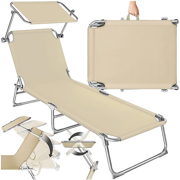 tectake Gartenliege Sonnenliege 4-stufig mit Kopfpolster, günstig online kaufen