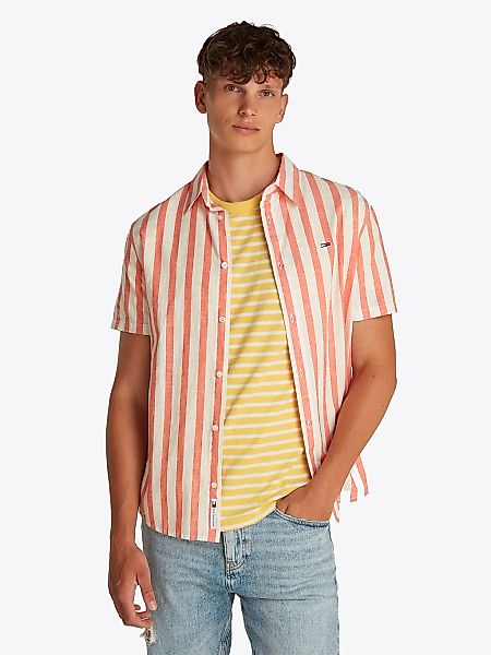 Tommy Jeans Kurzarmhemd "TJM REG LINEN BLEND STP SS SHIRT", Mit Rundhalsaus günstig online kaufen
