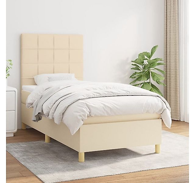 vidaXL Boxspringbett Boxspringbett mit Matratze Creme 90x200 cm Stoff Bett günstig online kaufen