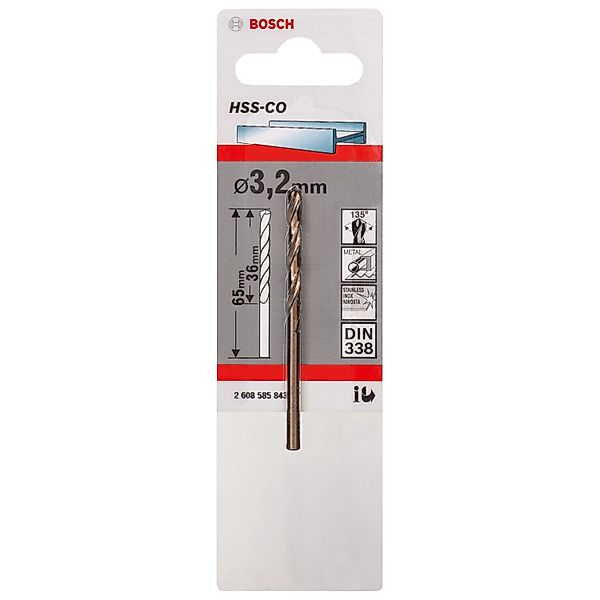 Bosch HSS-Co Metallbohrer Ø 3,2 mm x 36 mm x 65 mm günstig online kaufen
