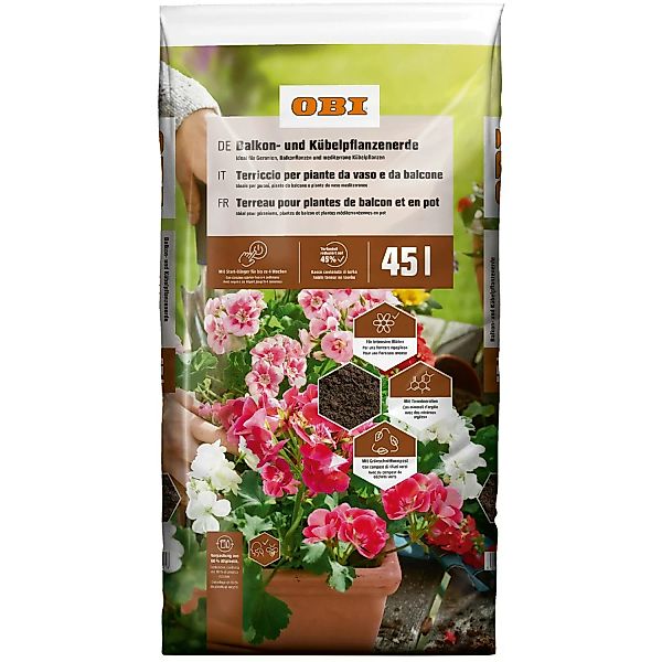 OBI Balkon- und Kübelpflanzenerde 1 x 45 l günstig online kaufen