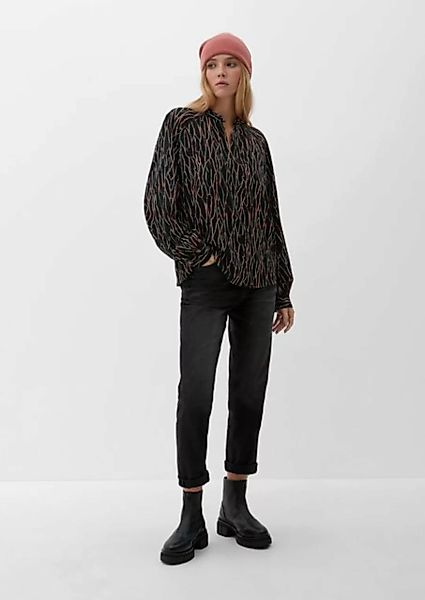 QS Langarmbluse Bluse mit abstraktem Muster Zierborte günstig online kaufen