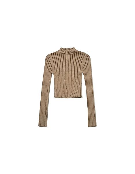 Bershka Rollkragenpullover Im Rippenstrick Damen Xs Braun günstig online kaufen