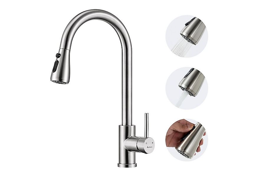 HOMELODY Küchenarmatur Hochdruck Wasserhahn Küche 360° Küchenarmatur mit Au günstig online kaufen