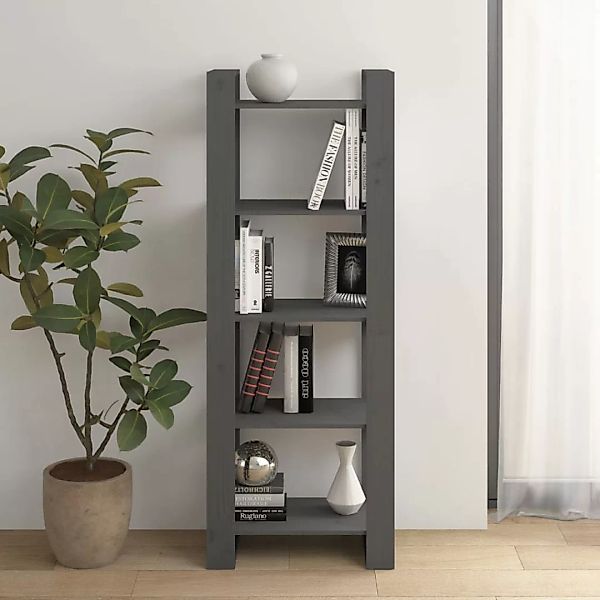 Vidaxl Bücherregal/raumteiler Grau 60x35x160 Cm Massivholz günstig online kaufen