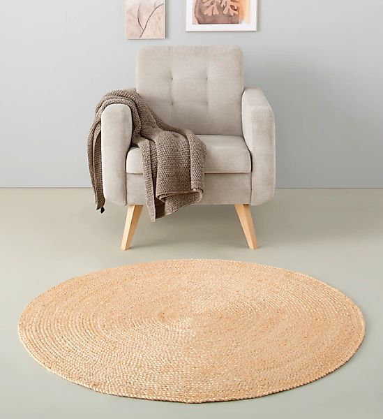 my home Teppich »Naturala, Jute-Teppich, handgefertigt«, rund, 5 mm Höhe, N günstig online kaufen