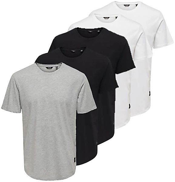 ONLY & SONS Rundhalsshirt "ONSMATT LONGY SS TEE 5-PACK", (Packung, 5 tlg.) günstig online kaufen