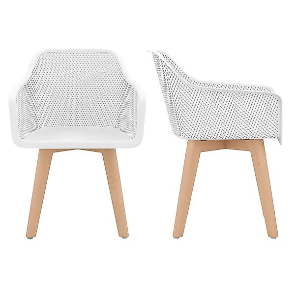 Costway Esszimmerstühle 2er Set Massivholzbeine Weiß günstig online kaufen