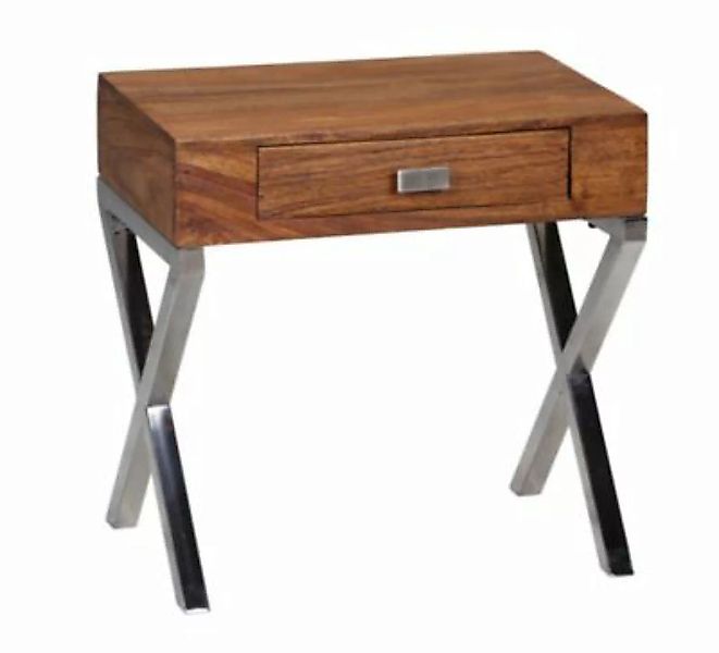 FineBuy Nachttisch aus Sheesham 45 x 45 cm braun günstig online kaufen