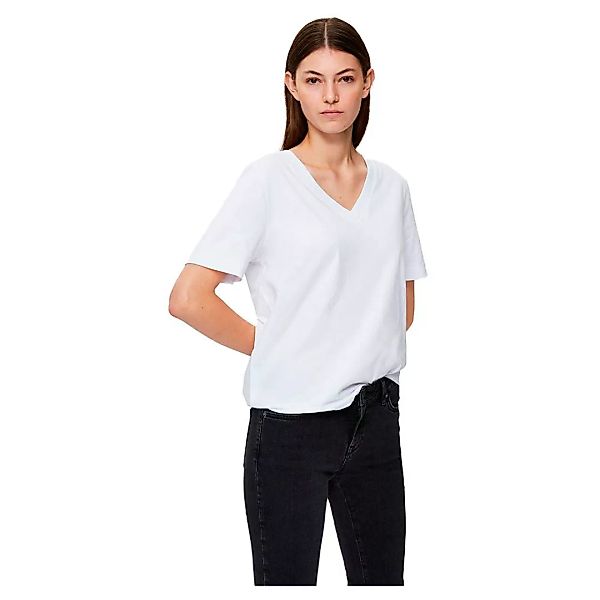 Selected Femme – Kurzärmliges T-Shirt aus Bio-Baumwolle mit V-Ausschnitt in günstig online kaufen