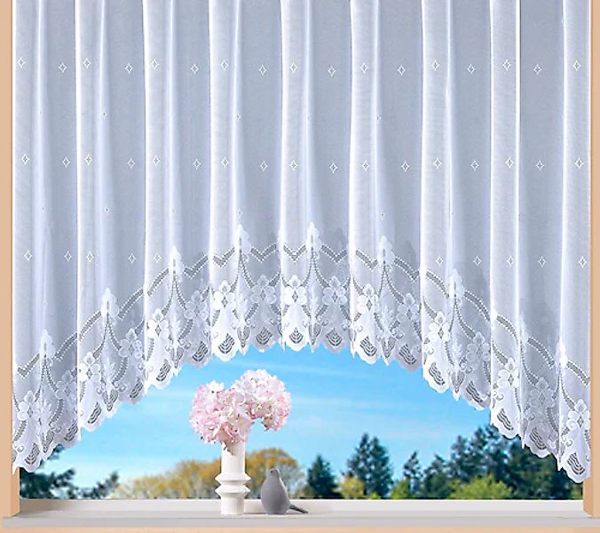 Weckbrodt Gardine »Weimar«, (1 St.), Jacquard, C-Bogen, floral, Halbtranspa günstig online kaufen