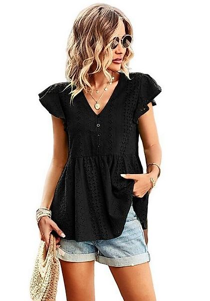YRIIOMO Trägertop Elegante Damenbluse mit V Ausschnitt und Rüschenärmeln, a günstig online kaufen
