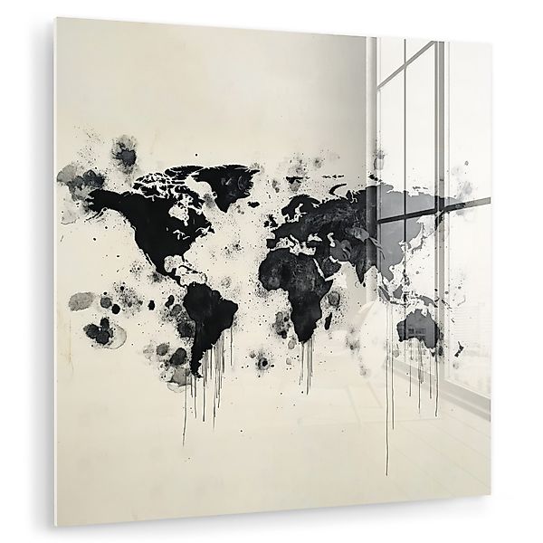 MuchoWow Acrylglasbild Weltkarte - Schwarz - günstig online kaufen