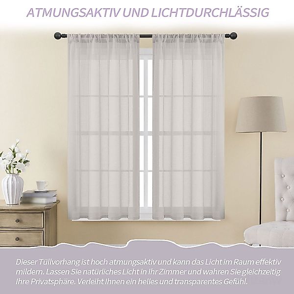 Refttenw Vorhang Voile Gardinen 2St Transparent günstig online kaufen