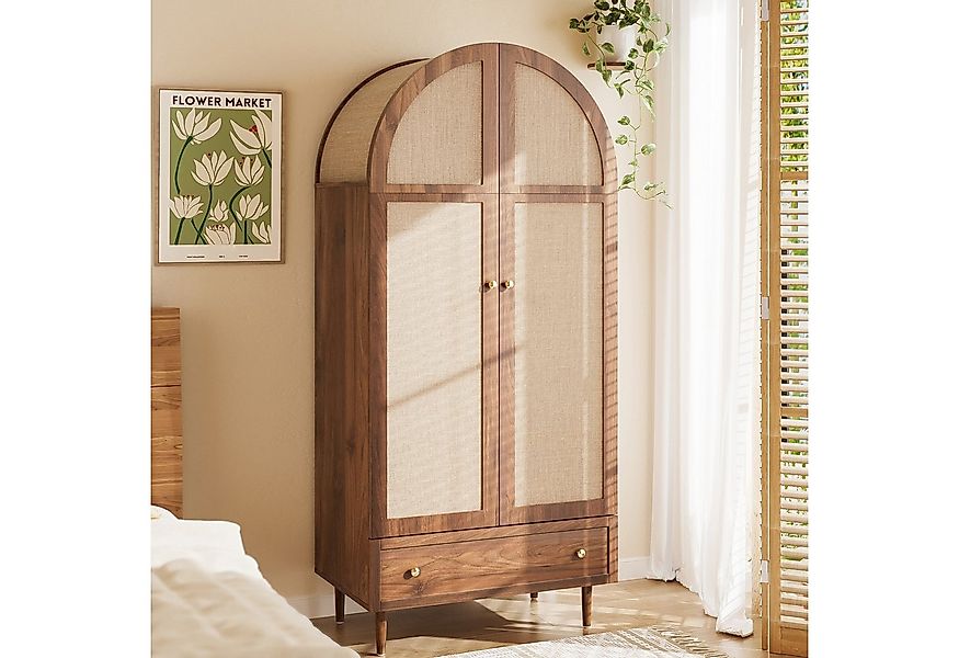 Merax Kleiderschrank mit Stofftüren, Schublade & Kleiderstange (79Lx50Bx175 günstig online kaufen