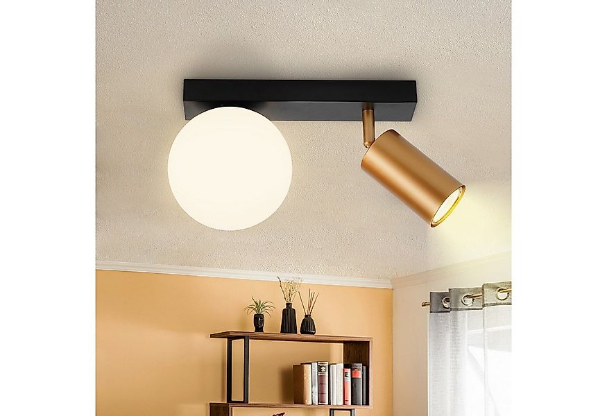 Nettlife Deckenstrahler Deckenlampe Schwarz GU10 Metall Glaskugel E14 Flurl günstig online kaufen