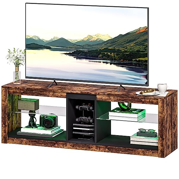HOMCOM TV-Möbel mit LED-Lichtern und Fernbedienung, TV-Holzbank für Fernseh günstig online kaufen