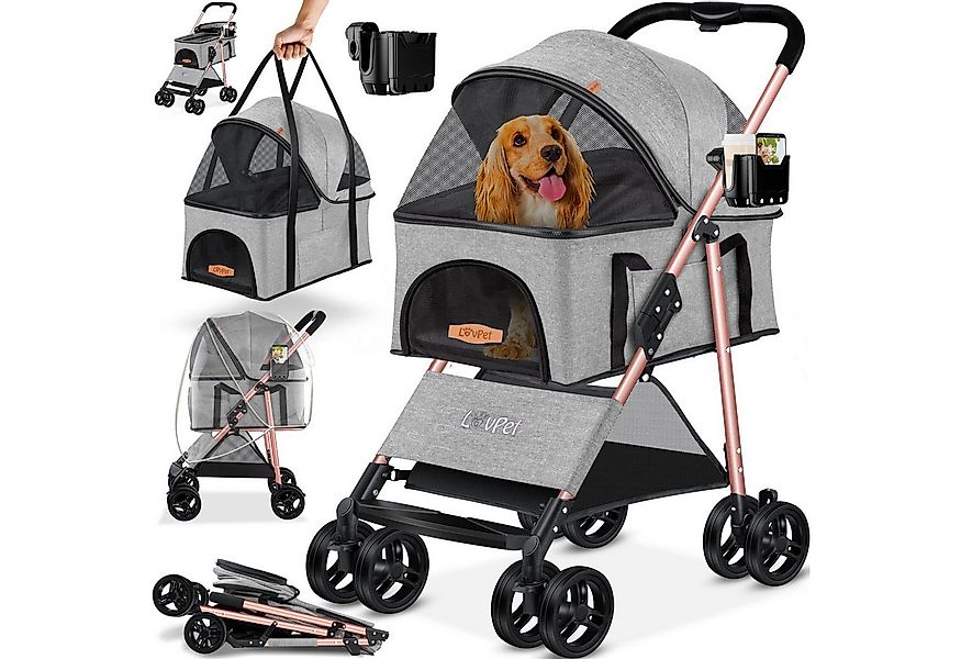 Lovpet Hundebuggy 2in1 Hundewagen max. bis 20kg Buggy für Haustiere, (Hunde günstig online kaufen