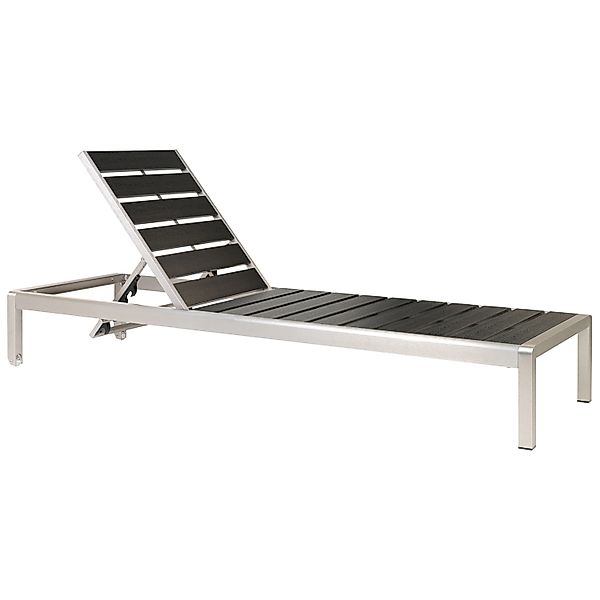 Beliani Gartenliege Schwarz Silber 198x64x29 günstig online kaufen