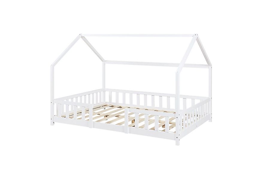 en.casa Kinderbett, »Sisimiut« Haus-Optik mit Rausfallschutz 120x200cm Weiß günstig online kaufen