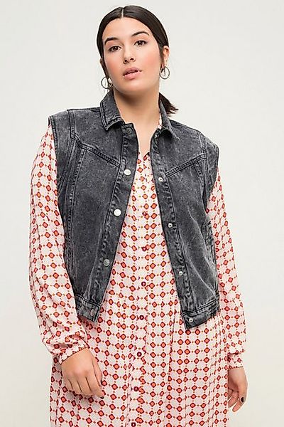 Studio Untold Steppweste Jeans-Weste Loose Fit Hemdkragen günstig online kaufen