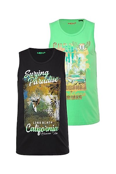 Men Plus T-Shirt Men+ Tanktops im 2er-Pack Print Unterhemd bis 8 XL günstig online kaufen
